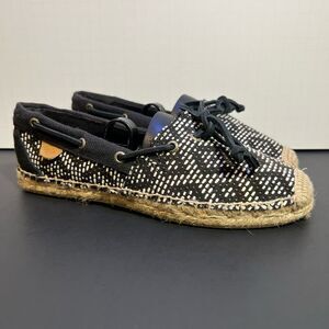 Womens SPERRY Top Sider Espadrilles Black Flat Shoes / Size 6.5 Medium